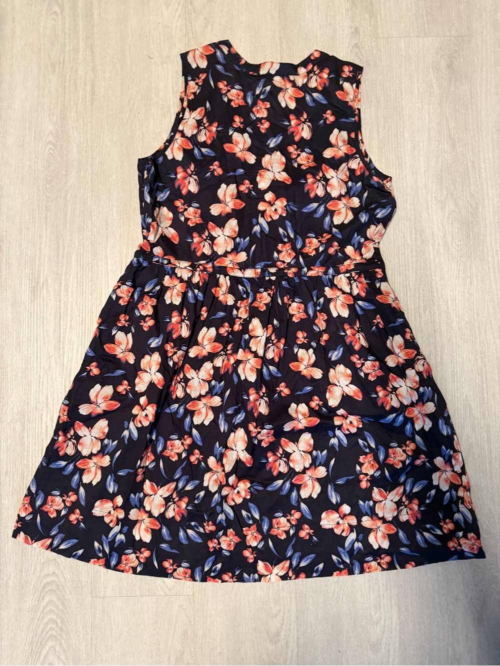 Navy Floral Sleeveless Dress